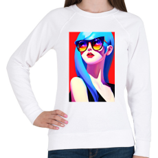 PRINTFASHION AI_Napszemüveges_Lány_2 - Női pulóver - Fehér