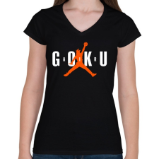 PRINTFASHION AIR GOKU - Női V-nyakú póló - Fekete női póló