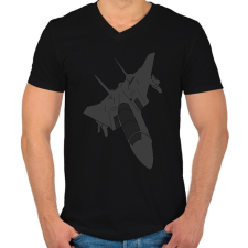 PRINTFASHION Aircraft - Férfi V-nyakú póló - Fekete férfi póló
