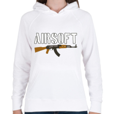 PRINTFASHION Airsoft AK-47 - Női kapucnis pulóver - Fehér női pulóver, kardigán