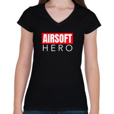 PRINTFASHION AIRSOFT HERO - Női V-nyakú póló - Fekete női póló