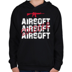 PRINTFASHION Airsoft soldier - Gyerek kapucnis pulóver - Fekete