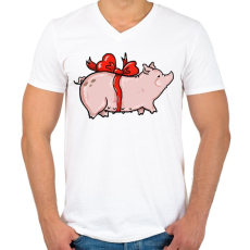 PRINTFASHION Ajándék malac - Férfi V-nyakú póló - Fehér