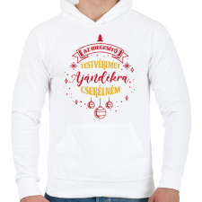 PRINTFASHION Ajándékra cserélném - Férfi kapucnis pulóver - Fehér férfi pulóver, kardigán