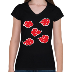 PRINTFASHION Akatsuki felhők - Női V-nyakú póló - Fekete
