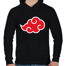 PRINTFASHION Akatsuki vörös felhő - Férfi kapucnis pulóver - Fekete férfi pulóver, kardigán