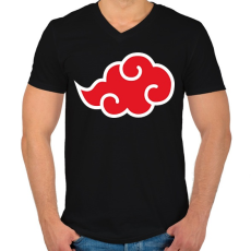 PRINTFASHION Akatsuki vörös felhő - Férfi V-nyakú póló - Fekete