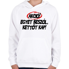 PRINTFASHION Akció! - Gyerek kapucnis pulóver - Fehér