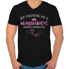 PRINTFASHION Akiről meséltek - Manikűrös - Férfi V-nyakú póló - Fekete