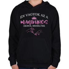 PRINTFASHION Akiről meséltek - Manikűrös - Gyerek kapucnis pulóver - Fekete gyerek pulóver, kardigán
