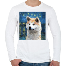 PRINTFASHION Akita festmény - Férfi hosszú ujjú póló - Fehér férfi póló