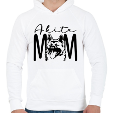 PRINTFASHION Akita Mom - Férfi kapucnis pulóver - Fehér férfi pulóver, kardigán