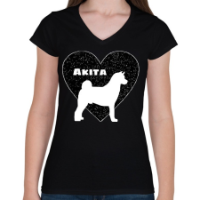 PRINTFASHION Akita - Női V-nyakú póló - Fekete női póló