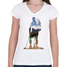 PRINTFASHION Alaszkai Vadonban - Női V-nyakú póló - Fehér