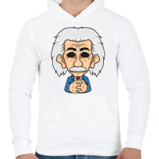 PRINTFASHION Albert Einstein - Férfi kapucnis pulóver - Fehér férfi pulóver, kardigán