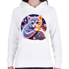 PRINTFASHION Alebrije cica - Női kapucnis pulóver - Fehér női pulóver, kardigán