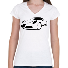 PRINTFASHION Alfa Rome 8C 01 - Női V-nyakú póló - Fehér