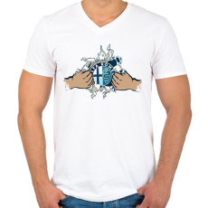 PRINTFASHION Alfa Rome tépett minta - Férfi V-nyakú póló - Fehér