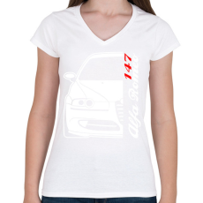 PRINTFASHION Alfa Romeo 147 01 - Női V-nyakú póló - Fehér