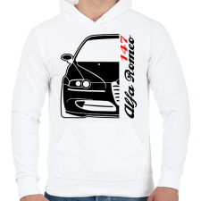 PRINTFASHION Alfa Romeo 147 02 - Férfi kapucnis pulóver - Fehér férfi pulóver, kardigán