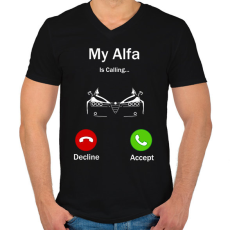 PRINTFASHION Alfa Romeo hív - Férfi V-nyakú póló - Fekete