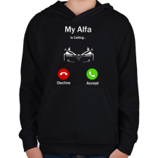 PRINTFASHION Alfa Romeo hív - Gyerek kapucnis pulóver - Fekete gyerek pulóver, kardigán