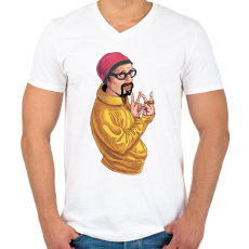 PRINTFASHION Ali G - Férfi V-nyakú póló - Fehér