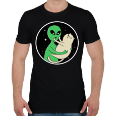 PRINTFASHION Alien és macska - Férfi póló - Fekete