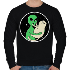 PRINTFASHION Alien és macska - Férfi pulóver - Fekete férfi pulóver, kardigán