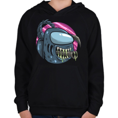 PRINTFASHION Alien impostor - Gyerek kapucnis pulóver - Fekete