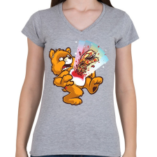 PRINTFASHION Alien maci - Női V-nyakú póló - Sport szürke női póló