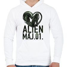 PRINTFASHION alien május 1 - Férfi kapucnis pulóver - Fehér férfi pulóver, kardigán