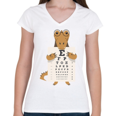 PRINTFASHION Aligátor - Női V-nyakú póló - Fehér