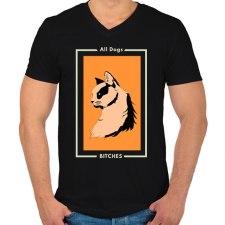 PRINTFASHION ALL DOG BITCHES - Férfi V-nyakú póló - Fekete férfi póló