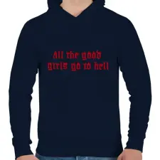 PRINTFASHION All good girls - Férfi kapucnis pulóver - Sötétkék férfi pulóver, kardigán