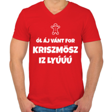 PRINTFASHION All I Want For Christmas - Férfi V-nyakú póló - Piros