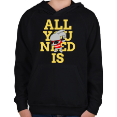 PRINTFASHION All you need is nyúl - Gyerek kapucnis pulóver - Fekete