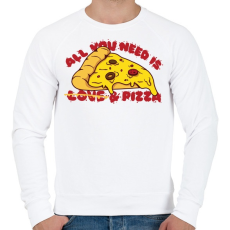 PRINTFASHION All you need is pizza - Férfi pulóver - Fehér