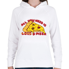 PRINTFASHION All you need is pizza - Női kapucnis pulóver - Fehér