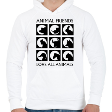 PRINTFASHION Állatbarát - Férfi kapucnis pulóver - Fehér férfi pulóver, kardigán