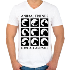 PRINTFASHION Állatbarát - Férfi V-nyakú póló - Fehér férfi póló