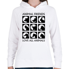 PRINTFASHION Állatbarát - Női kapucnis pulóver - Fehér női pulóver, kardigán