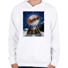 PRINTFASHION Állati karácsony - Gyerek kapucnis pulóver - Fehér