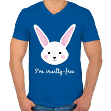 PRINTFASHION Állatkísérlet-mentes - Férfi V-nyakú póló - Királykék férfi póló