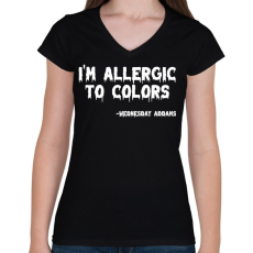 PRINTFASHION Allergia a színekre - fehér - Női V-nyakú póló - Fekete