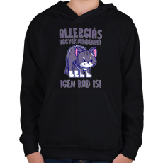 PRINTFASHION Allergiás vagyok mindenre - Gyerek kapucnis pulóver - Fekete