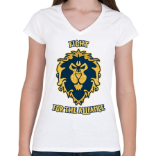 PRINTFASHION Alliance - Női V-nyakú póló - Fehér női póló