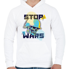 PRINTFASHION Állítsd meg a háborút! - Férfi kapucnis pulóver - Fehér férfi pulóver, kardigán