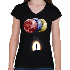 PRINTFASHION Álmodozók - Női V-nyakú póló - Fekete