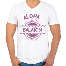 PRINTFASHION Aloha Balaton - Férfi V-nyakú póló - Fehér férfi póló